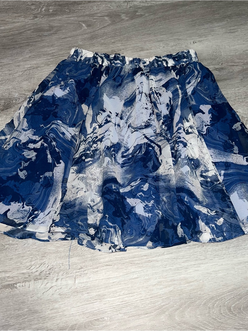 BCBG Navy and White Marble Print Circle Skirt